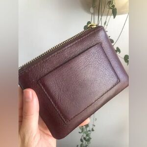 madewell • small travel zip pouch leather wallet burgundy oxblood